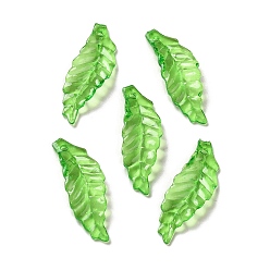 Зеленый газон Подвеска акриловая прозрачная, лист, зеленый газон, 28x10.5x1.5 мм, отверстие : 1.2 мм, 2000 шт / 500 г