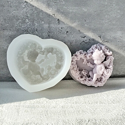 Белый Силиконовые формы для свечей своими руками, для изготовления свечей, Сердце с ангелом, белые, 9x8.5 см