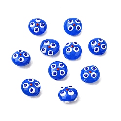 Королевский синий Прозрачные стеклянные эмалевые бусины, неровный плоский круглый, королевский синий, 12.5x7~8 мм, отверстие : 1.2 мм