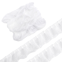 Blanco 8yardas de ribete de encaje floral, cinta de poliéster para hacer joyas, accesorios de la ropa, blanco, 2-1/4 pulgada (58 mm)