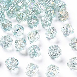 Бирюза Прозрачные акриловые бусины, AB цвет, цветок, бирюзовые, 11.5x11.5 мм, отверстие : 1.8 мм, Около 780 шт / 500 г