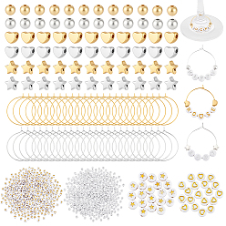 (52) Непрозрачная лаванда Наборы для самостоятельного изготовления подвесок для бокалов вина, включая латунные серьги-кольца, акриловые бусины и пластиковые бусины ccb, разноцветные