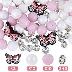 (52) Непрозрачная лаванда Наборы для изготовления ювелирных изделий своими руками, включая силиконовые шарики, Rondelle латунь горный хрусталь Spacer бисер, разноцветные, 10~30.5x10~20.5x8.5~12 мм, отверстие : 2~2.4 мм