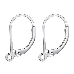 Silver 925 Sterling Silver Leverback Earring Findings, Silver, 16x9x1.5mm, Hole: 1mm, Pin: 0.8mm, 8pcs/set
