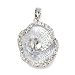 Платина Кулон из латуни, микропаве, прозрачный кубический цирконий, подвеска, кабошон, , с эмалью, платина, 21x16.5x4.5 мм, отверстие : 4.5x2.5 мм