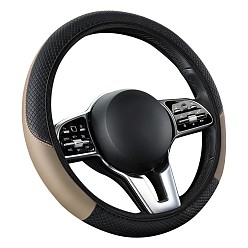 Tan PU Leather Steering Wheel Cover, Skidproof Cover, Universal Car Wheel Protector, Tan, 380mm