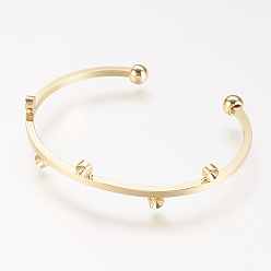 Real 18K Gold Plated Brass Cuff Bangle, Real 18K Gold Plated, 2 inchx2-3/8 inch(49x60mm)
