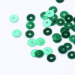 Sea Green Ornament Accessories Plastic Paillette Beads, Sequins Beads, Disc, Sea Green, 6x0.2mm, Hole: 1mm, about 30000pcs/500g