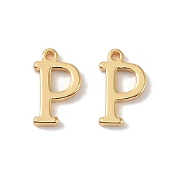 Letter P Латунные подвески, реальный 18 k позолоченный, Письмо P, 9.5x6x1.3 мм, отверстие : 0.8 мм