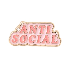 Pink Антисоциальный эмалированный значок, Значок из сплава для окраски рюкзака, одежды, золотой свет, розовые, 13.5x33 мм