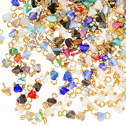 (52) Непрозрачная лаванда 280 шт. 7 цвета гальванического стекла подвески, с латунными штифтами, треугольные, разноцветные, 8x6x4.5 мм, отверстие : 1.8 мм, 40 шт / цвет