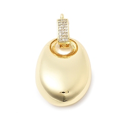 Настоящее золото 18K Латунные подвески, без кадмия и без свинца, с микро проложить кубического циркония, овальные, реальный 18 k позолоченный, 38x20.5x11.5 мм, отверстие : 1.8 мм