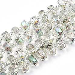Нектар Прозрачные стеклянные бусины, граненые, аб цвета покрытием, рондель, нектар, 7.5x5 мм, отверстие : 1.2 мм, около 80 шт / нитка, 22.24 дюйм (56.5 см)