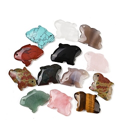 Смешанные камни Природные и синтетические смешанные каменные подвески, кролика прелести, смешанные окрашенные и неокрашенные, 40.5~41.5x29.5~33.5x6.5~7.5 мм, отверстие : 1.8~2 мм