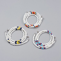 Mixed Color Glass Seed Bead Eyeglasses Chains, Neck Strap for Eyeglasses, with Brass Crimp Beads and Rubber Eyeglass Holders, Mixed Color, 29.9 inch(76cm)