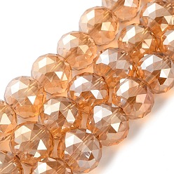 Оранжевый Прозрачные стеклянные бусины гальваническим пряди, круглые, граненые, оранжевые, 18x16.5 мм, отверстие : 2 мм, около 22 шт / нитка, 14.37 дюйм (36.5 см)