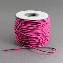 Medium Violet Red Round Elastic Cord, with Nylon Outside and Rubber Inside, Medium Violet Red, 1mm, about 109.36 yards(100m)/roll