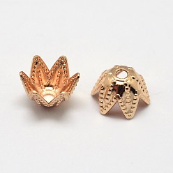 Настоящее золото 18K Цветок класса крышки ааа латунь шарик, без кадмия, без никеля и без свинца, реальный 18 k позолоченный, 6x4 мм, отверстие : 1 мм