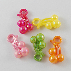 Mixed Color Opaque AB Color Acrylic Cherry Pendants, Mixed Color, 20x10x6mm, Hole: 3mm, about 1400pcs/500g