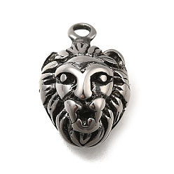 Лев Ретро 304 из нержавеющей стали подвески, прелести животных, античное серебро, лев, 14.5x10x8 мм, отверстие : 1.6 мм