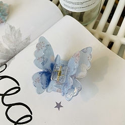 Светло-Голубой Акриловые коготь заколки, бабочка, Небесно-голубой, 75 мм
