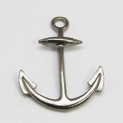 Черный Цвет Металла Подвески из сплава , якорь, без кадмия, без никеля и без свинца, металлический черный , 32x24.5x2 мм, отверстие : 3 мм