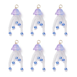 Темная Орхидея Подвески из стеклянных бусин в виде медуз, с акриловыми бусинами, имитирующими жемчуг, и 304 соединительными кольцами из нержавеющей стали, темные орхидеи, 34.5x11 мм, отверстие : 3 мм