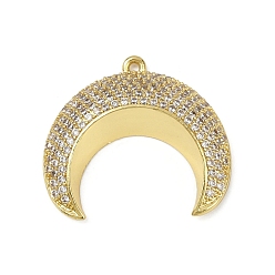 Настоящее золото 18K Латунные микро проложить кубического циркония подвески, серп, долговечный, без кадмия и без свинца, стойки покрытие, реальный 18 k позолоченный, 24.5x26x6.5 мм, отверстие : 1.2 мм