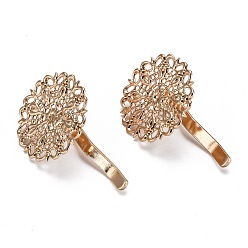 Light Gold Железные находки для волос, пони крючок, аксессуары для украшения хвоста, подходит для латунных филигранных кабошонов, золотой свет, 40x25x12 мм