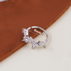 Horse Eye Стиль бохо 304 носовые кольца из нержавеющей стали с прозрачными кубическими цирконами, цвет нержавеющей стали, лошадиный глаз , 8 мм