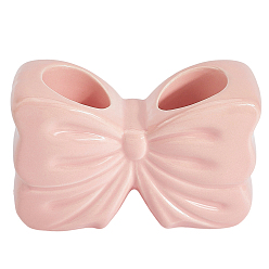 Pink Керамический держатель зубной щетки, бантом, розовые, 139.5x63x88 мм
