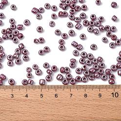 Indian Red Glass Seed Beads, Opaque Colors Lustered, Round, Indian Red, 4mm, Hole: 1.5mm, about 4500pcs/pound