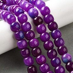 Темно-Фиолетовый Природные окрашенные белого нефрита нитей бисера, баррель, темно-фиолетовый, 10x9 мм, отверстие : 1.2 мм, около 43~44 шт / нитка, 15.16''~15.71'' (38.5~39.9 см)