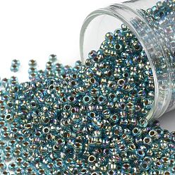 (995) Gilt Lined AB Aqua Toho runde Rocailles, japanische Rocailles, (995) vergoldet ab aqua gefüttert, 11/0, 2.2 mm, Bohrung: 0.8 mm, über 1110pcs / Flasche, 10 g / Flasche
