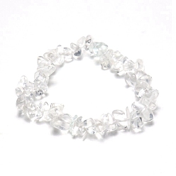 Quartz Crystal Synthetic Quartz Crystal Chips Beaded Stretch Bracelet for Women, 6-3/4~8-5/8 inch(17~22cm)