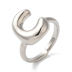 Letter C Латунное открытое кольцо-манжета для женщин с инициалами, без кадмия, без никеля и без свинца, буква С, 16.5x12.5 мм, регулируемый