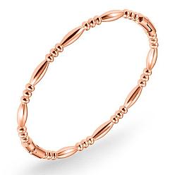 Or Rose 304 bracelet articulé perlé ovale en acier inoxydable, or rose, diamètre intérieur: 1-7/8x2-1/4 pouce (4.75x5.55 cm)