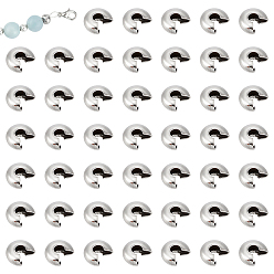 Нержавеющая Сталь Цвет 200 шт. 304 крышки обжимных бусин из нержавеющей стали, цвет нержавеющей стали, 6.5x5.8 мм, отверстие : 1.8 мм