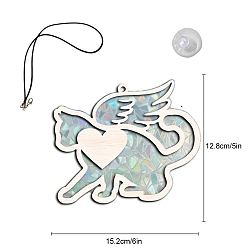 Cat Shape Из дерева с ловцами солнца из ПВХ, с черным ремешком и присоской, форма кошки, 128x152 мм