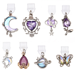 Платина 8шт пластиковые мобильные пылезащитные заглушки, с подвесками сплава cmолы, разнообразные, платина, 27~39 мм