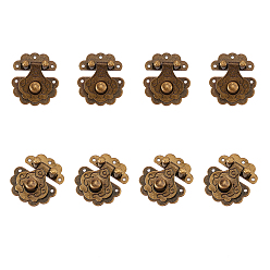 Antique Bronze Iron Lock Catch Clasps, with Screws, Jewelry Box Latch Hasp Lock Clasps, Antique Bronze, Lock: 36x22x10mm, Hole: 2mm, 40x33x10mm, hole: 2mm, Screws: 8.5x4mm, 10sets/box