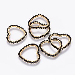 Black MIYUKI & TOHO Handmade Japanese Seed Beads, with 304 Stainless Steel Link Rings, Loom Pattern, Heart, Golden, Black, 21x22.5~23x1.8~2mm