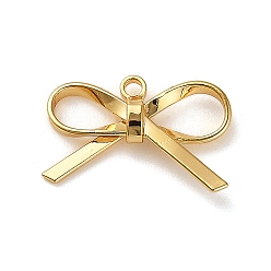 Настоящее золото 18K Латунные подвески, бантом прелести, реальный 18 k позолоченный, 9x15x3 мм, отверстие : 1.2 мм