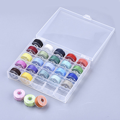 Mixed Color 402 Polyester Sewing Thread, Plastic Bobbins and Clear Box, Mixed Color, 0.1mm, 50m/roll, 25rolls/box