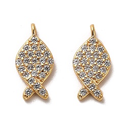 Настоящее золото 18K 925 подвеска из стерлингового серебра, с кубического циркония, рыбы прелести, с печатью 925, реальный 18 k позолоченный, 13.5x6.5x1.9 мм, отверстие : 1 мм