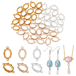 Mixed Color 42Pcs 3 Colors Zinc Alloy Open Back Bezel Cabochon Connector Settings, Cadmium Free & Lead Free, Oval, Mixed Color, Tray: 13.8x9.8mm, 22.5x13x5mm, Hole: 1.6mm, 14pcs/color