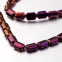 Plateado Púrpura Electroplate hematites sintética hebras de perlas no magnéticas, Rectángulo, púrpura chapado, 6x4x3 mm, agujero: 1 mm, sobre 67 unidades / cadena, 15.7 pulgada