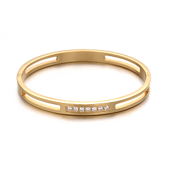 Золотой 304 браслеты из нержавеющей стали, ионное покрытие (ip), со стразами, 50x59 мм, 6 мм