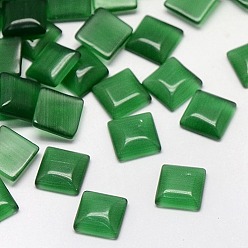 Зеленый Кабошоны кошачьего глаза, квадратный, зелёные, 10x10x2.5 мм