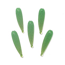 Green Opaque Acrylic Pendants, Leaf, Green, 33x7x1mm, Hole: 1.2mm